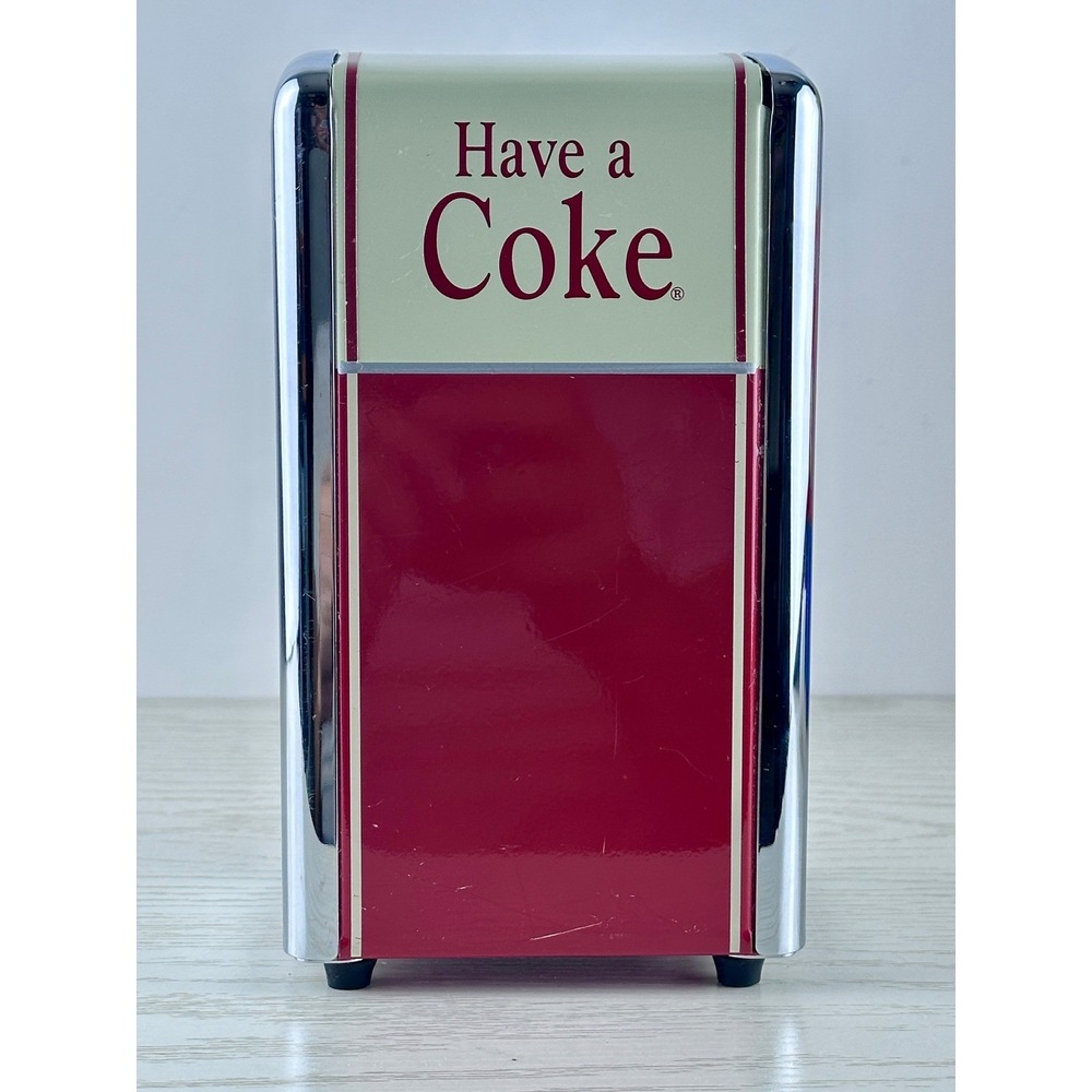 Coca Cola Napkin Dispenser Retro Diner Style Red Chrome 1992